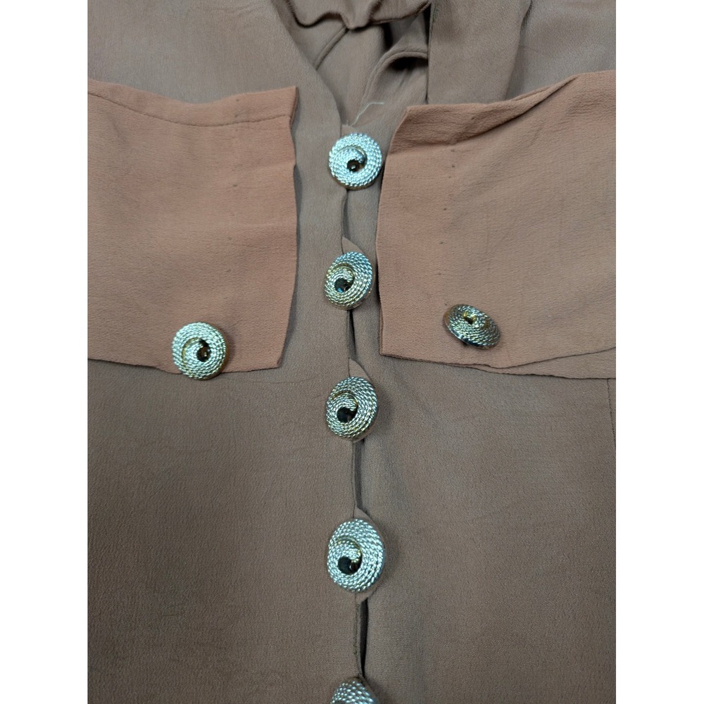 Ornate Gold Tone Swirl‎ Buttons on Vintage ILGWU Union Blouse AS IS Cutter